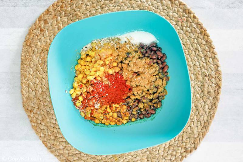 black bean and corn salad ingredients in a bowl