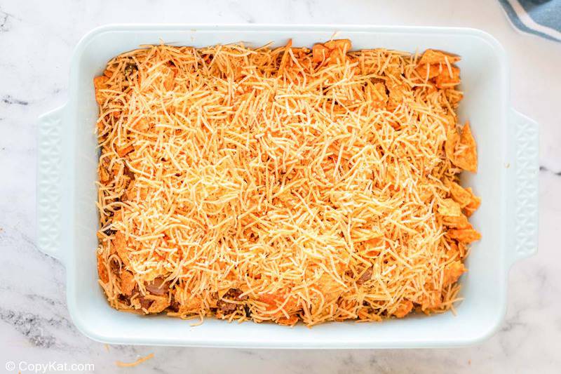 Dorito casserole before being baked