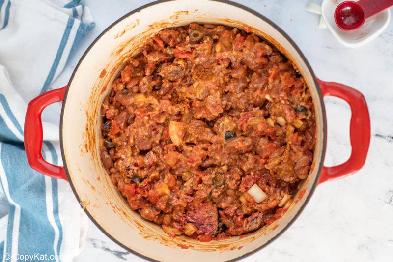 cooked meat and bean mixture for Dorito casserole