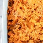 Dorito casserole in a baking dish