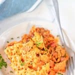 a serving of Dorito casserole on a plate