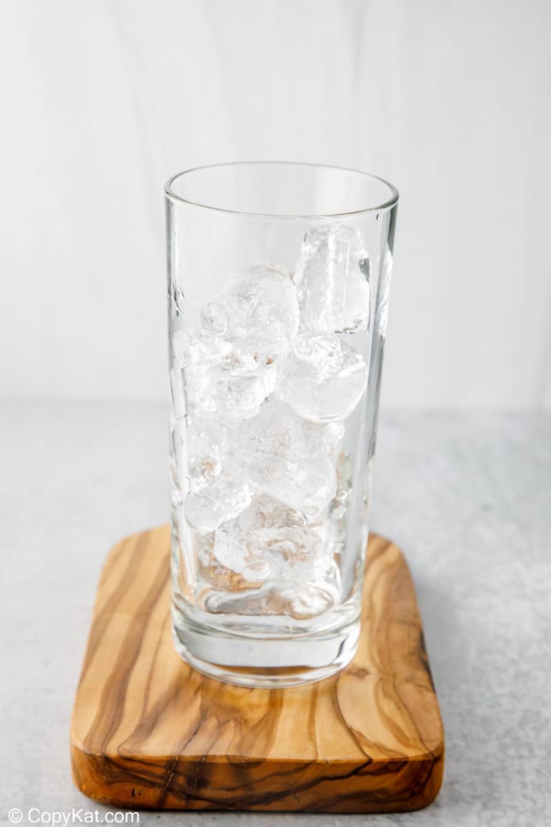 ice cubes in a highball glass