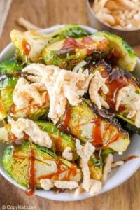 overhead view of homemade Red Lobster crispy brussel sprouts in a bowl