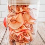 air fried apple chips in an air-tight container