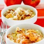 two bowls of Bisquick apple cobbler and two apples