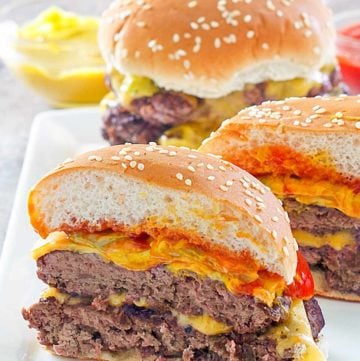homemade Burger King double cheeseburgers on a plate