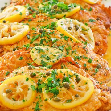 chicken francese on a platter