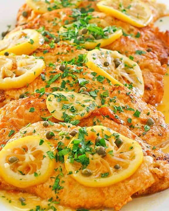 chicken francese on a platter