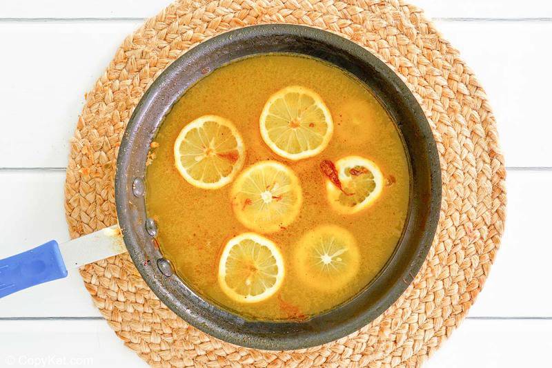 chicken francese sauce in a skillet