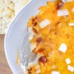 chili cheese dip and tortilla chips