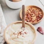 garlic aioli, eggs, garlic cloves, and red pepper flakes