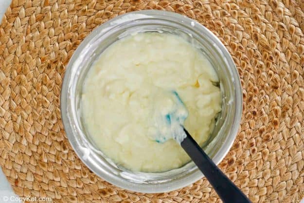 dressing for grape salad in a bowl