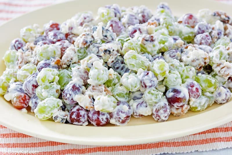 grape salad with walnuts on a platter