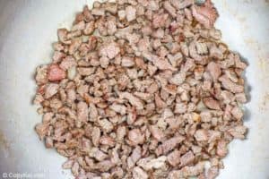 cooked beef for James Coney Island Chili