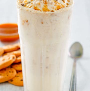 homemade McDonald's Chips Ahoy McFlurry, a spoon, and cookies