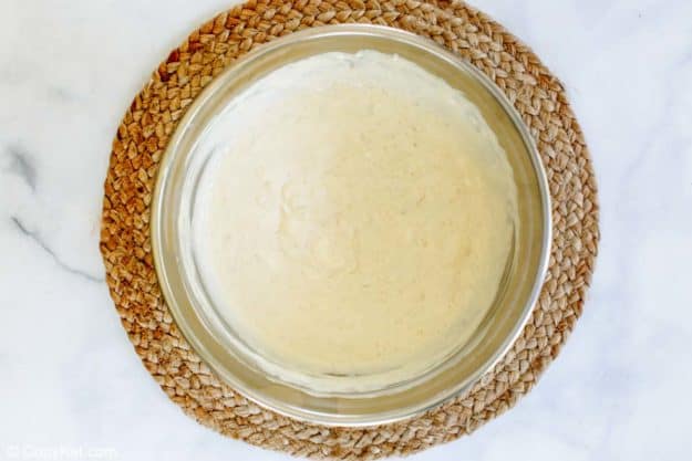 million dollar pie filling in a mixing bowl