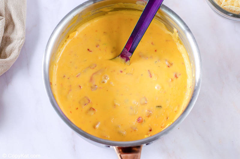 rotel dip in a saucepan