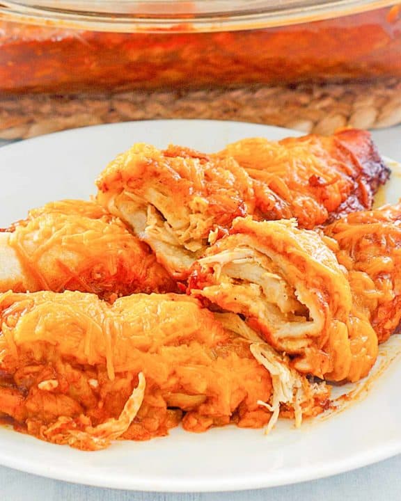 sour cream chicken enchiladas on a plate