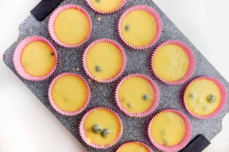 Starbucks blueberry muffin batter in a muffin pan