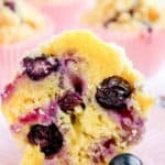 inside of a homemade Starbucks blueberry muffin