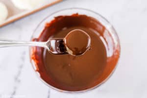 chocolate dipped peppermint patty on a fork