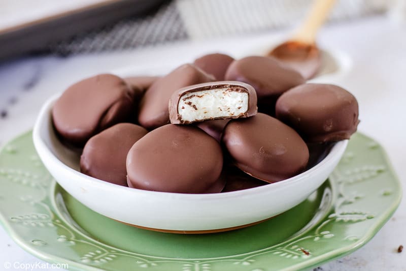 a bowl of homemade York peppermint patties