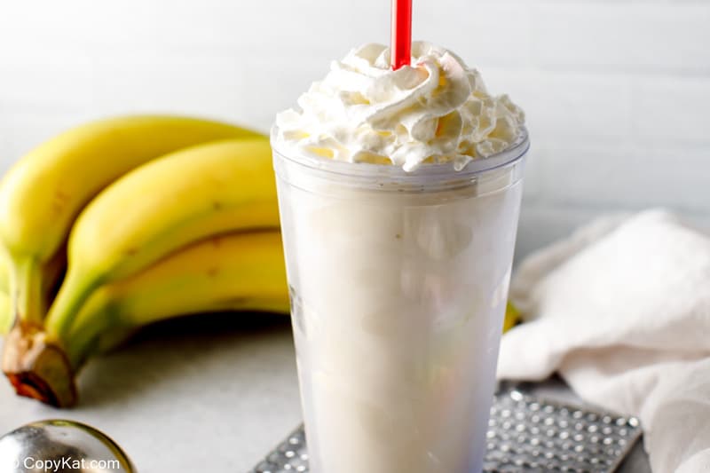 homemade Fatburger banana milkshake and a bunch of bananas