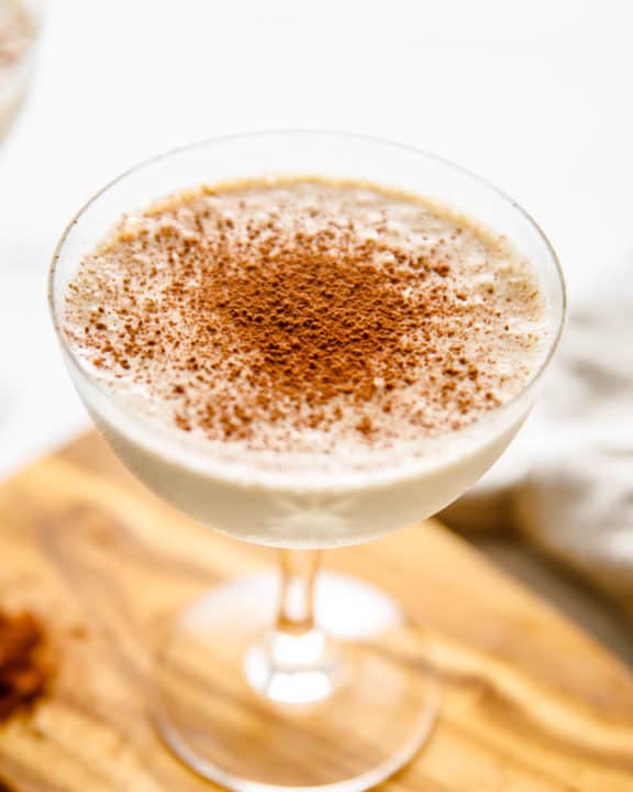 Brandy Alexander made with ice cream in a glass
