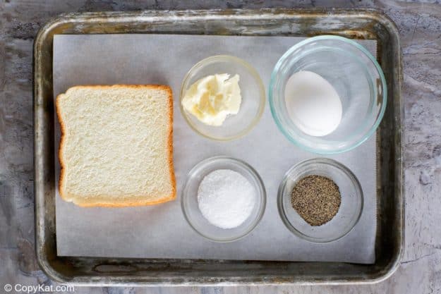 Cracker Barrel Egg in a Basket ingredients on a tray