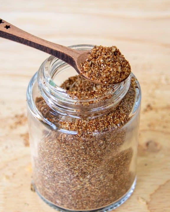 homemade taco seasoning in a spice jar