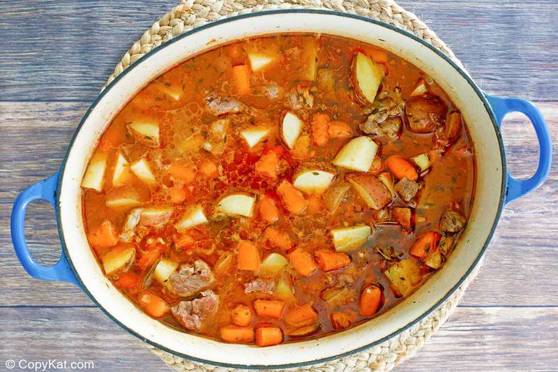 lamb stew in a Dutch oven
