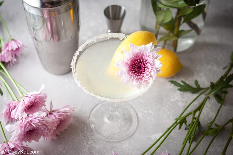 lemon drop martini and flowers