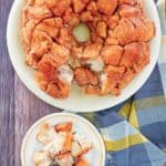 overhead view of monkey bread on plates