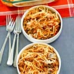 spaghetti casserole in two bowls