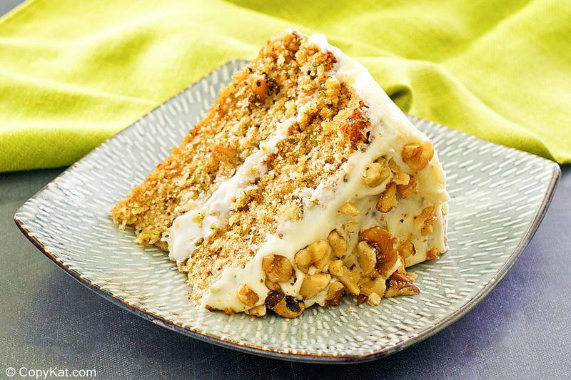 a slice of zucchini cake on a plate