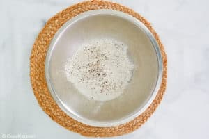 seasoned flour in a bowl.