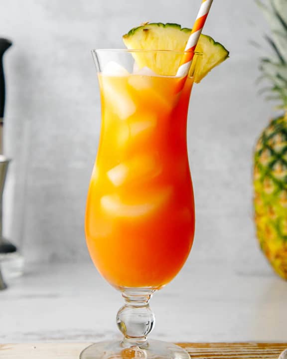 a glass of homemade TGI Friday's Captain Morgan Island Rum Punch