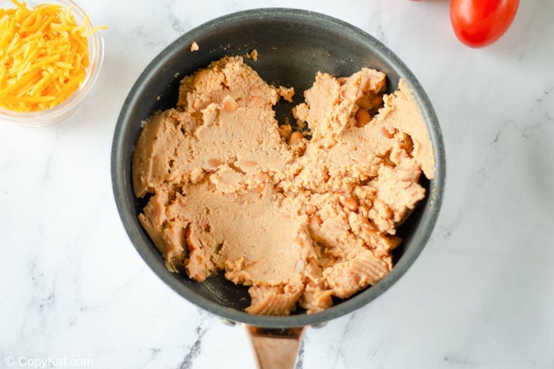 refried beans in a pan