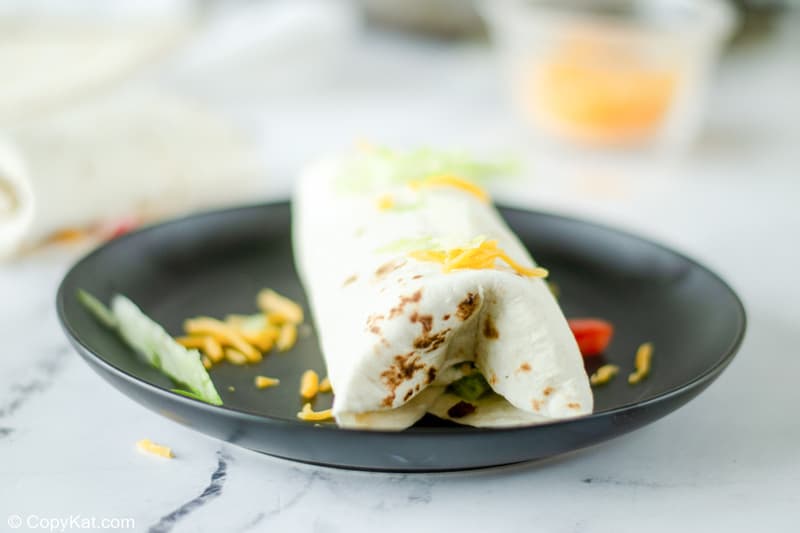 homemade Taco Bell burrito supreme on a plate