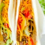 close up of two homemade Taco Bell soft tacos