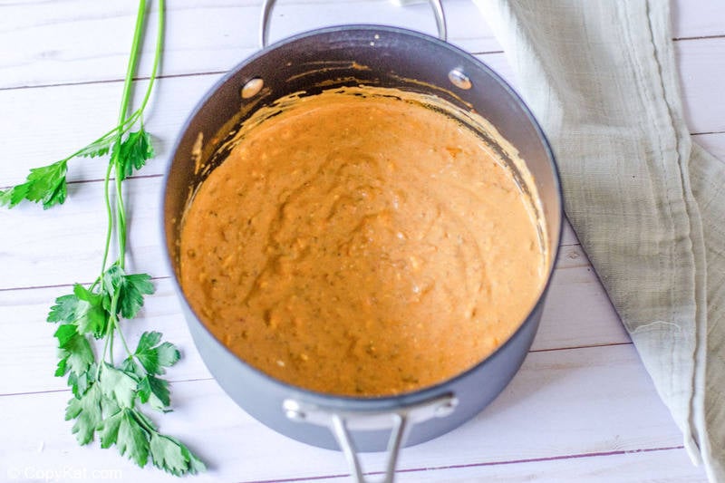 taco dip in a saucepan.
