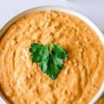 overhead view of a bowl of taco dip.