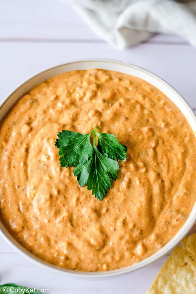 overhead view of a bowl of taco dip.