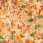 closeup of a baked tarragon chicken casserole