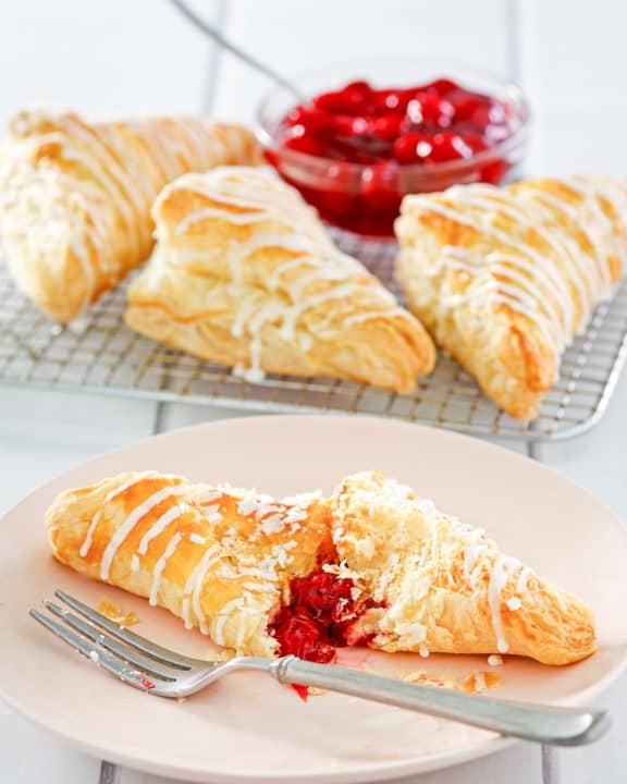 homemade Arby's cherry turnovers with glaze