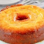 Bacardi Rum Cake on a platter.