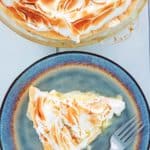 overhead view of lemon meringue pie