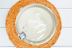 meringue mixture in a mixing bowl