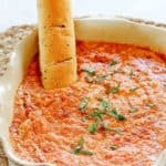 homemade Olive Garden San Remo seafood dip and a breadstick