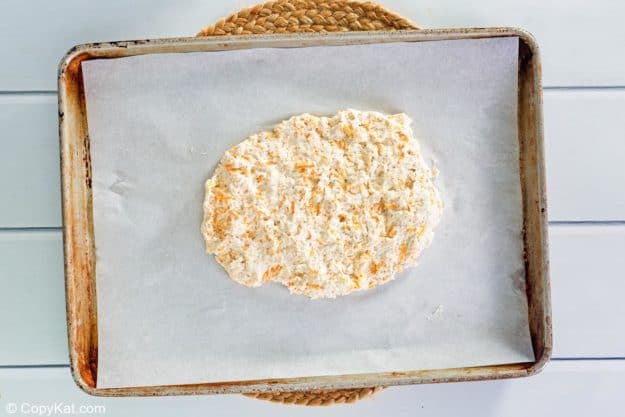 Red Lobster Cheddar Bay Biscuits dough on a baking sheet